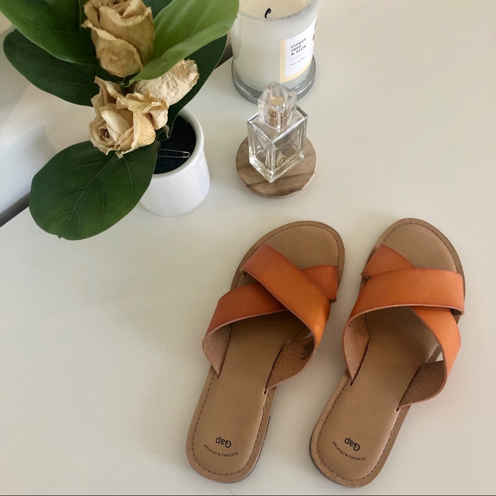 Flat burn orange sandals